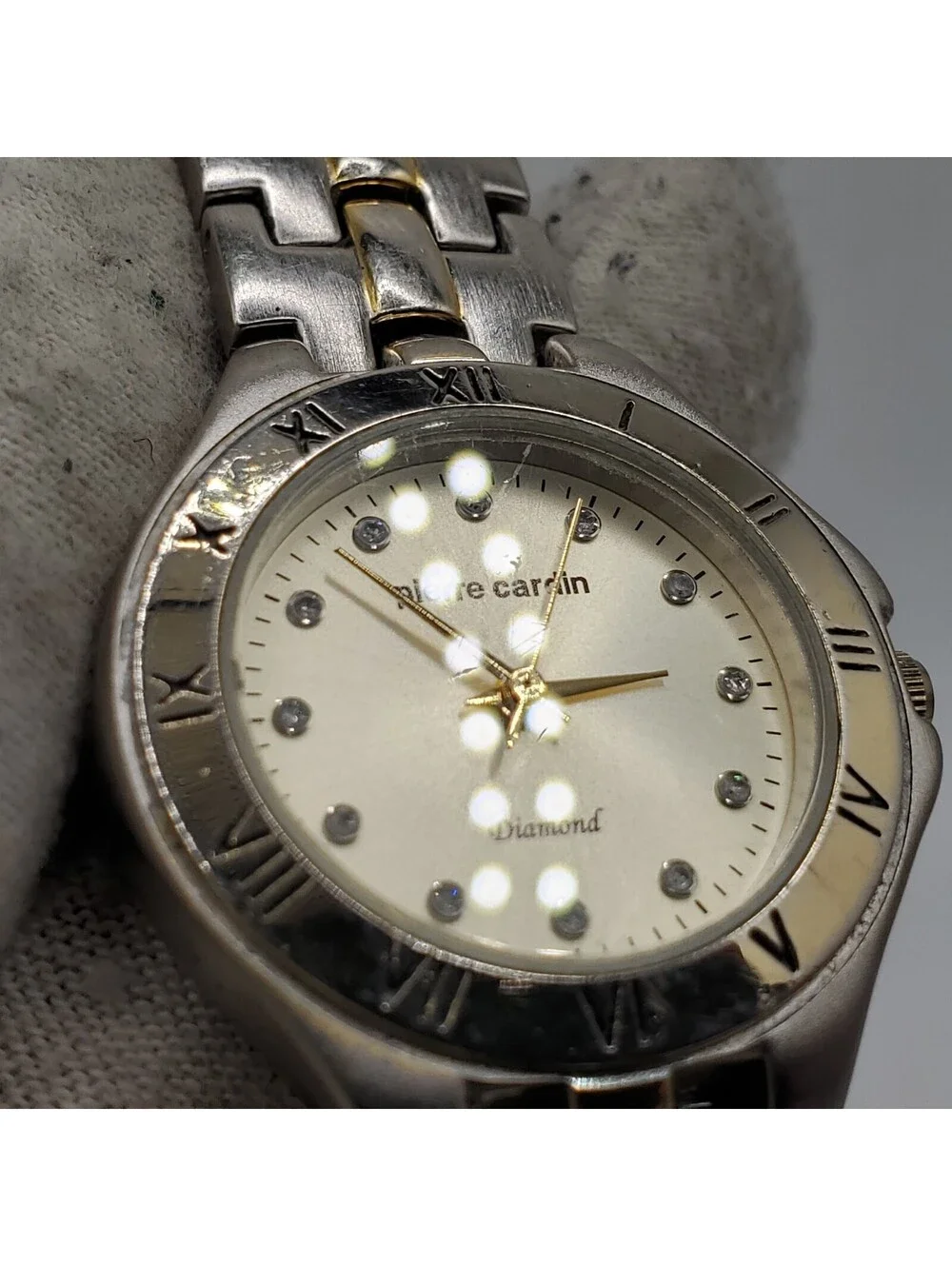 Pierre Cardin Diamond Watch Women 28mm Two-Tone New Battery